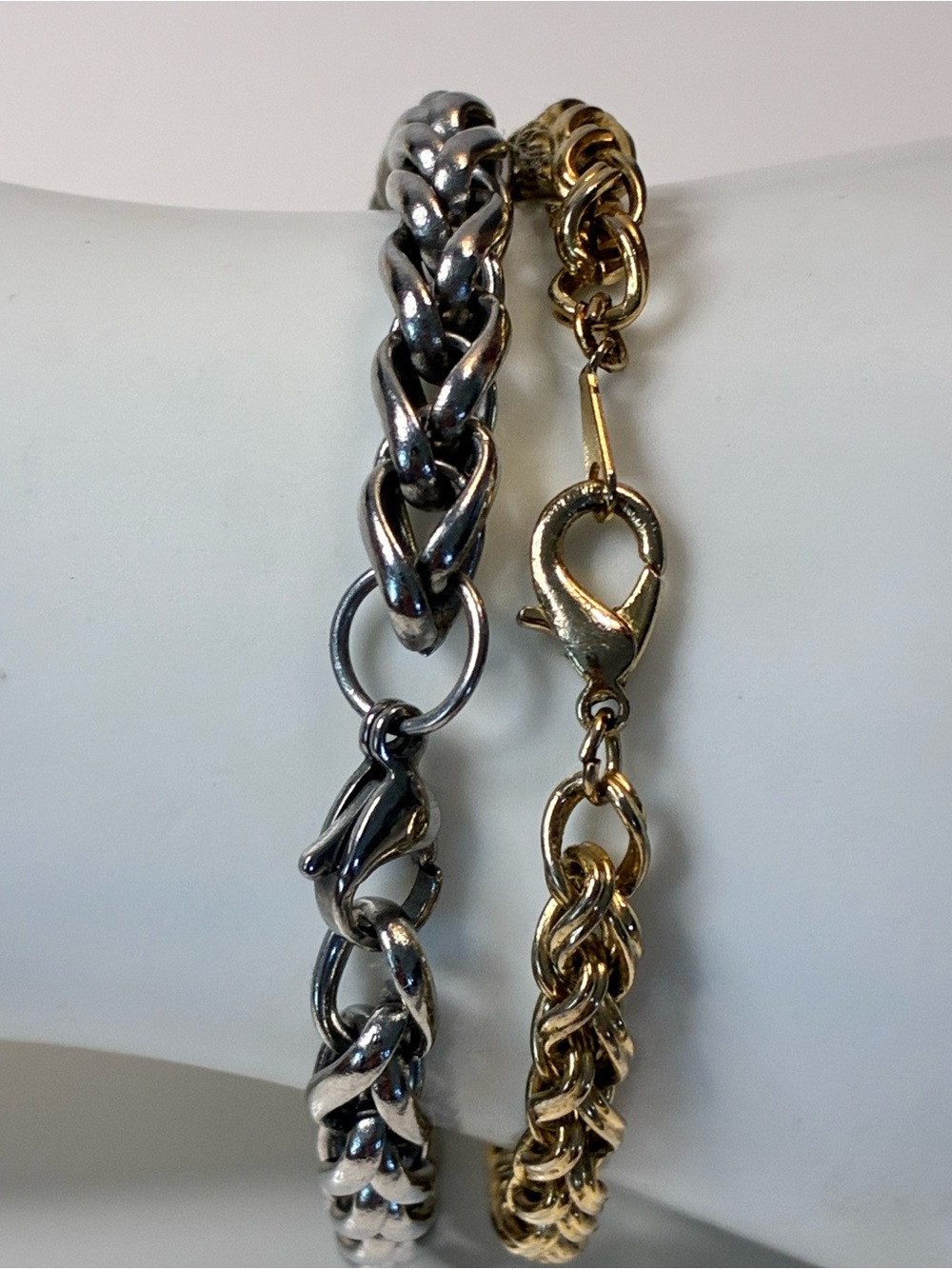 Gold and Silver Braided Rope Chain Bracelet High Low Timeless Every Day Easy - Picture 5 of 15